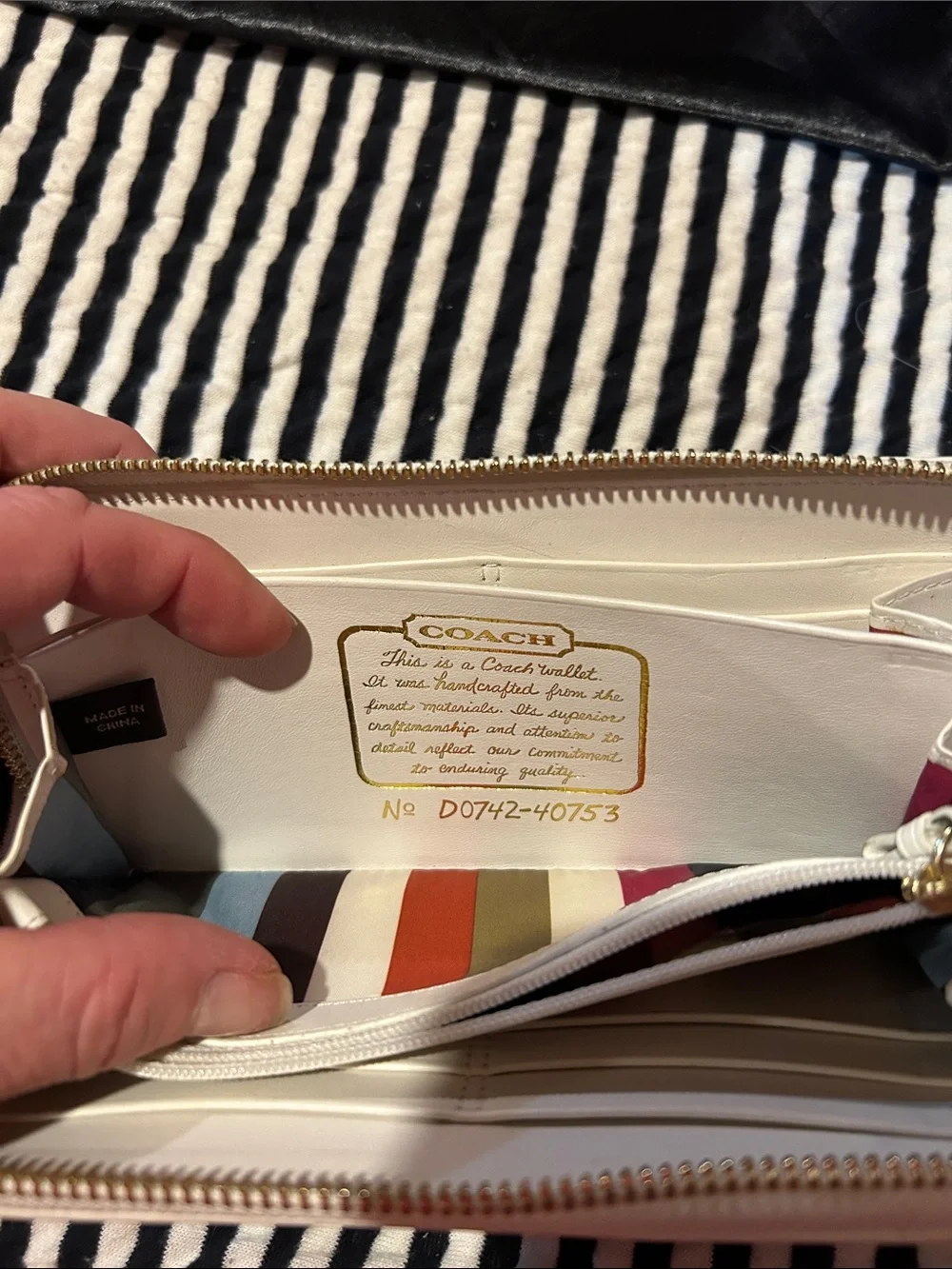 Coach Beige and Brown Signature Zip Wallet